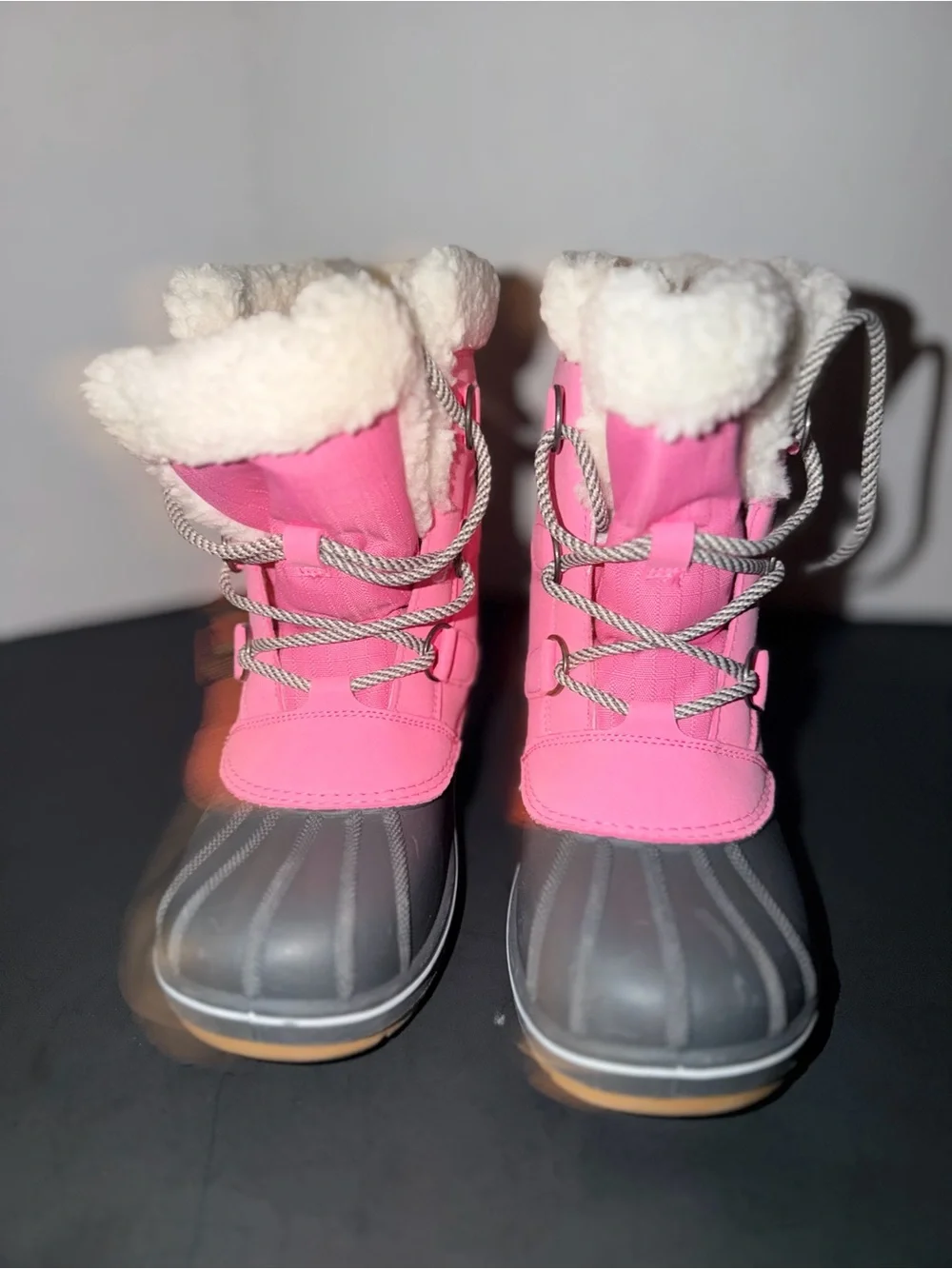 Cat & Jack Pink and Gray Girls' Insulated Snow Boots